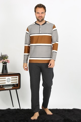 Akbeniz Erkek Uzun Kol Penye Pijama Takım 6845-Sütlü Kahve Açık Kahverengi