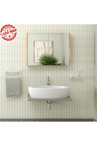 Roomart Ad7 Kulpsuz Çift Kapaklı Ahşap-Mat Beyaz Mdf 80 Cm Beyaz