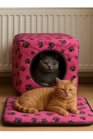 Potipet Kedi Evi Kedi Yatağı Kedi Koltuğu Kedi Minderi Şiltesi