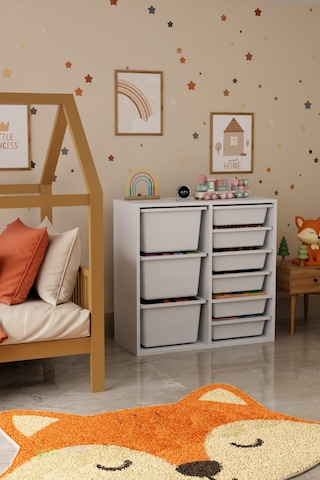 9 Sepetli 2 Bölmeli Oyuncak Dolabı Çok Amaçlı Oyuncak Dolabı Düzenleyici Organizer Beyaz