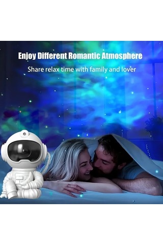 Honeybeeshop Beyaz Tunpahcon Modern Led Galaksi Projektoru Usb Yildizli Gokyuzu Gece Lambasi Uzaktan Kumandali Hareketli Astronot Tasarimi Yatak Odasi Dekoru Beyaz