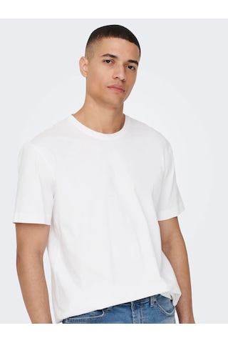 Only & Sons Erkek Regular Fit %100 Pamuk Basic T-shirt - 22025208 Beyaz