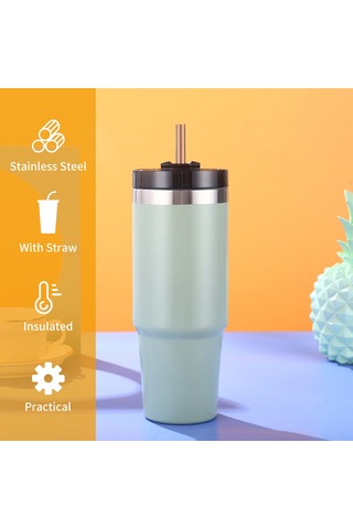 Hangfox 304 Çelik Isı Saklama Bardak 30oz Beyaz: 6-12 Saat Sıcak/soğuk Tutar, Pipetli Kapağıyla Araç, Kamp Ve Günlük Kullanım