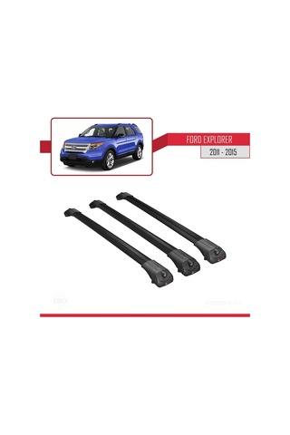 Ford Explorer 2011-2015 Arası İle Uyumlu Ace-1 Ara Atkı Tavan Barı Siyah 3 Adet Bar