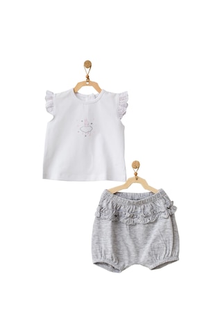 Dear Enika Andywawa Kız Bebek Tavşan Desenli Alt Üst Gri Takım Ac21632r 001