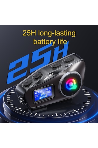 Q58-max Motosiklet Kask谋 Toz Ge莽irmez Telsiz Kulakl谋k Lcd Ekran M眉zik Payla艧谋m谋 Ve El Feneri 2 Yolcu 500m Telsiz