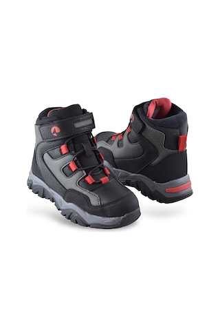 Barcelona Ortopedik Cırtlı Unisex Çocuk Bot Ayakkabı Çocuk Outdoor Bot Siyah