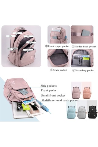 Skycity Su Geçirmez Bayan Okul Çantası, Laptop Sırt Çantası, Panda Aksesuar Hediye, 15.6 İnç Taşıma Kapasiteli Çok Renkli