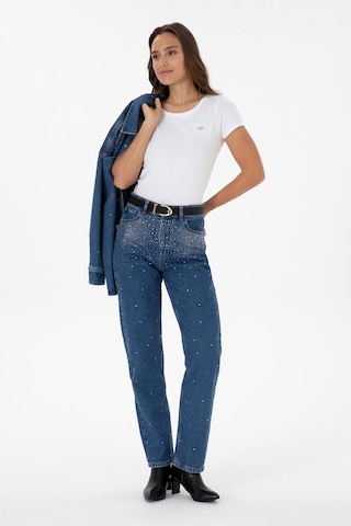 U.S. Polo Assn. Kadın Mavi Straight Fit Jean Pantolon 50312351-DN0022