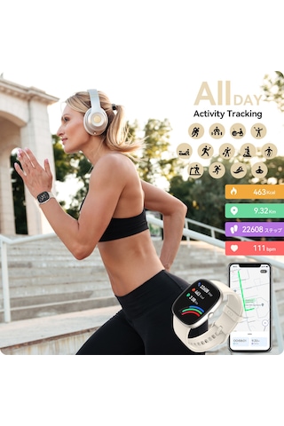 Geeroyoo Anyloop Alw1 Akıllı Saat, 1.69" Ekran, 24/7 Kalp Atımı Ve Spo2 İzleyici, Uyku/adım/hedef Takibi, 100+ Spor Modu, Ip67 Su Geçirmez, Android/ios Uyumlu, Bej