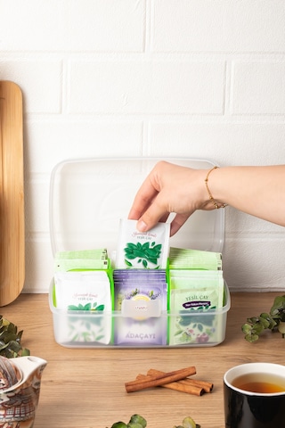 Porsima 1178 Premium 6 Bölmeli Poşet Çay Kutusu Sallama Çay Kutusu Yeşil