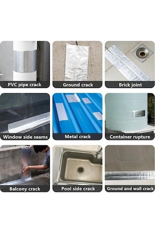 Novahub Alüminyum Folyo Bant, Butil Su Geçirmez, Çatı/yüksek Sıcaklık Duvar Sızdırmaz, Tamir Bantı, 56850999, 1m/3m/5m/10m