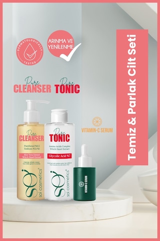 Temiz&parlak Cilt Seti-pure Cleanser&glikolik Asit Tonik&vitamin C Serum