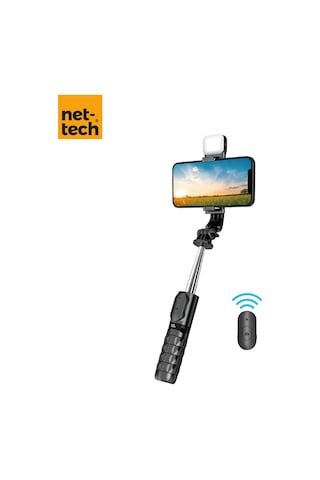 Nettech Nt-mt05 Taşınabilir Selfie Çubuk Işıklı Tripod - Siyah -