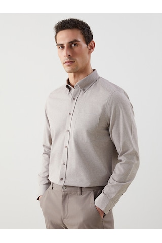 Lcwaıkıkı Classic Kahverengi Regular Fit Oxford Cepli Erkek Gömlek