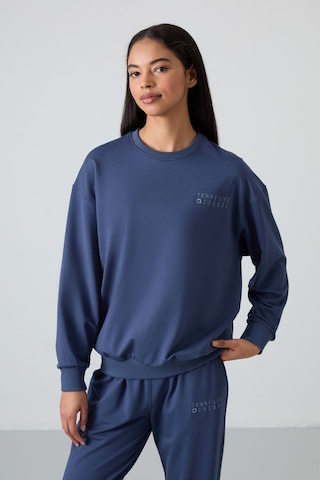 Tommy Life Petrol Basic Pamuklu O Yaka Oversize Lastik Paça Kadın Eşofman Takım - 95287 Petrol