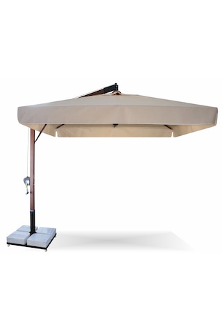 Sun Pole Kare Şemsiye 350x350/8 - Mermerli Metal Altlıklı Bej