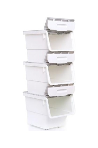 Freebox 33 Litre Beyaz Organizer Gri Tekerlekli 3 Lü Set Organizer Beyaz