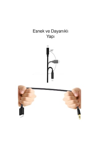 Lightning To 3.5mm Aux Ses Kablosu 1 metre Dönüştürücü Çevirici - Beyaz
