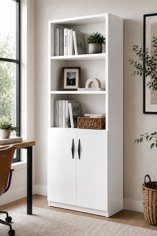Nesso Kitaplık Dolap Çok Amaçlı Dolap Kiler Dolabı 5 Raflı Dolap Beyaz 180 Cm Beyaz