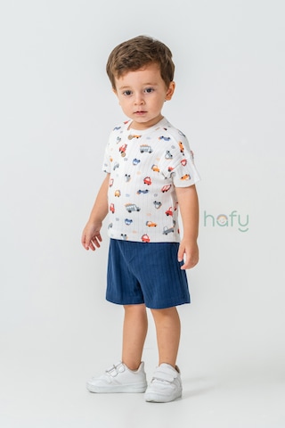 Hafy Baby Araba Desenli, Yazlık, Erkek Bebek / Çocuk Alt Üst Takım Lacivert - Ekru