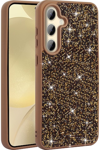 Zore Galaxy Uyumlu S25 Plus Kılıf Parlak Taşlı Tasarım Sys Pırlanta Kapak - Gold Gold