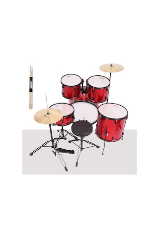 Midex CD900X-RD 22'' Yetişkin Akustik Bateri Davul Seti 22B-13T-12T-16F-14S (5 Parça)