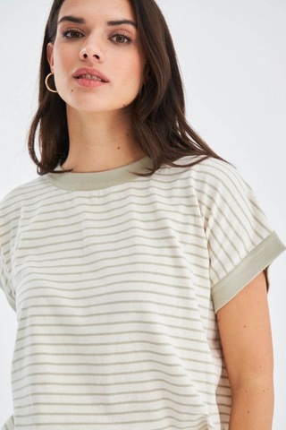 Peraluna Vera Blouse & Shorts Pamuklu Yazlık Kadın Triko Şort Tak Ekru