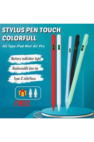 Lexroo Universal Dokunmatik Stylus Kalem Led Göstergeli Manyetik Gövdeli Type-c Şarjlı Hassas Uçlu Standart