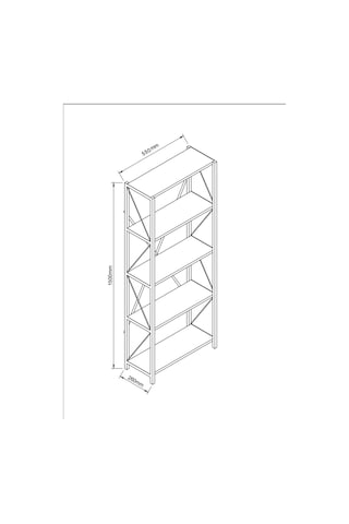 Rosa 5 Raflı Metal Kitaplık Siyah Mermer