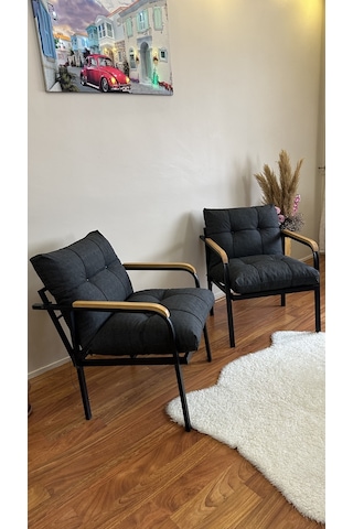 Modern Style Home Modern Avcılar Balkon, Bahçe, Cafe - Metal Kanepe Koltuk Takımı 2 Tekli Antrasit Modernk044 Antrasit