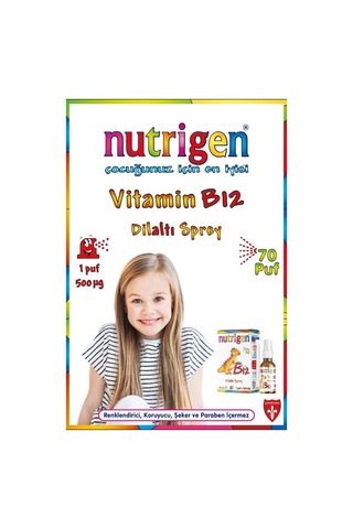 Nutrigen Vitamin B12 500 Mcg 10 Ml Dilaltı Sprey 70 Puf