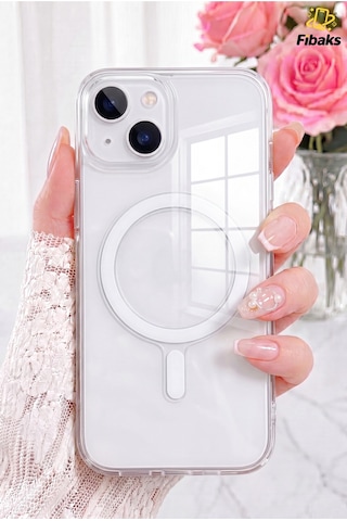 Fibaks iPhone 13/14/15 Uyumlu Kılıf Magsafe Wireless Kablosuz Şarj Destekli Sert Şeffaf Darbe Emici Kap Fibaks iPhone 13/14/15 Uyumlu Kılıf Magsafe Wireless Kablosuz Şarj Destekli Sert Şeffaf Darbe Emici Kap