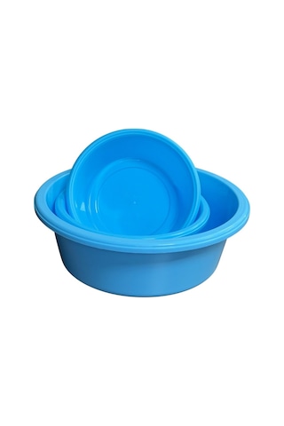 3'lü Saklama Kabı Seti İç Içe Geçmeli Badya / Leğen Mutfak Ve Ev Içi Kullanım Plastik Pratik Set Mavi