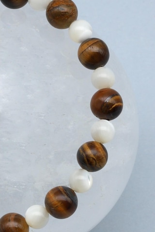 Alibaba Doğaltaş Kaplan Gözü - Sedef Doğal Taş Makrome Örme Bileklik Çok Renkli