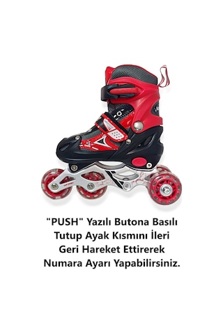 Çantalı Işıklı Numara Ayarlanabilen Çocuk Pateni Tek Sıra Ve 2+1+1 Teker Paten Pembe Kırmızı Mavi Kırmızı