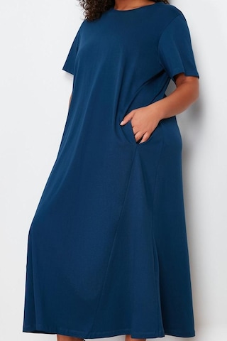 Ersefa Moda Stil Relaxed Bisiklet Yaka Midi Boy Büyük Beden %100 Pamuk Ö Lacivert
