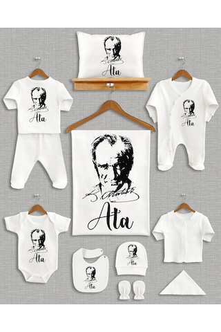 Atatürk Baskılı İsme Özel Organik Hastane Çıkışı 11'li Ekru