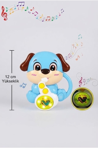 Montessori Eğlenceli Köpek Düğmeli Işıklı Müzikli 3 Modlu 12 Cm Eğitici Ve Öğretici Bebek Oyuncağı