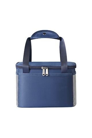 Skycity Mavi Küçük Çift Rıhtım Luşferli Isı Saklama Çanta - Nylon, İnce Pamuk, Alüminyum Folyo İle Isı Yalıtımı, El Çantası Tipi Öğle Yemeği Çantası Blue