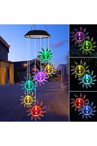 Elmpaly Geeroyoo Renk Değiş. Güneş Enerj. Rüzgar Çanı, Su Geçirmez Led Bahçe Aydınlatma, Şeffaf Şeffaf