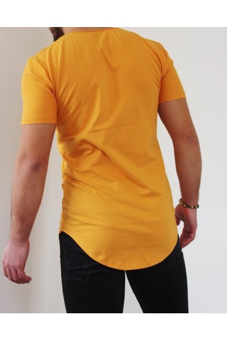 Boldy Erkek Long Fit Tişört Long Tişört Long Kesim Tişört-Hardal