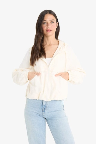 Defacto Regular Fit Kapüşonlu Fermuarlı Crop Yağmurluk E8546ax25auer214 Ekru