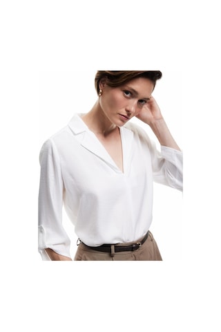 Koton Ceket Yaka Katlama Detaylı 3/4 Kollu Saten Bluz Kırık Beyaz 6wak60004pw Ekru