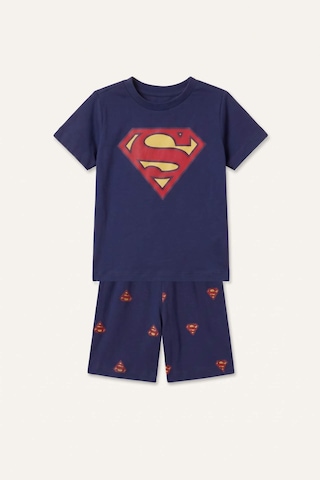 Defacto Superman Lisanslı 2li Lacivert Şortlu Pijama Takımı Erkek Bebek H8148a526hsnv42 Lacivert-nv42