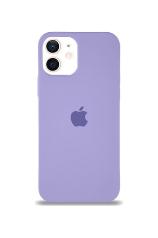 Apple Uyumlu iPhone 12 Mini Logolu Silikon Kılıf Altı Kapalı İçi Kadife Lansman Arka Kapak