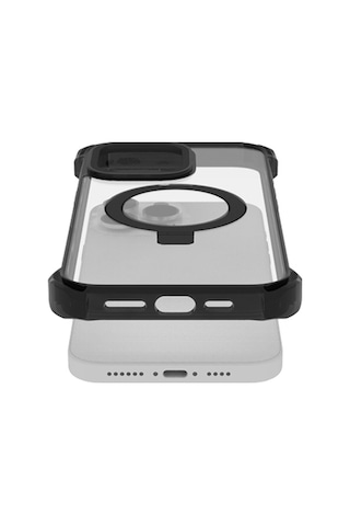 Apple Uyumlu iPhone 16 Pro Max Kılıf Magsafe Şarj Özellikli Raptic Dual Serisi Şeffaf Standlı Kapak Siyah