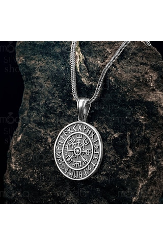 925 Ayar Gümüş Viking Pusuları Tasarım Erkek Kolye Gümüş
