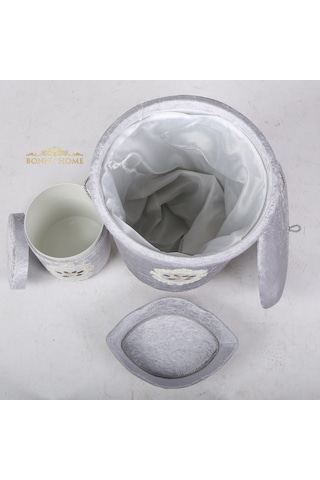 Shems Gri 6 Prç Kirli Çamaşır Sepeti Seti + Banyo Paspası Seti