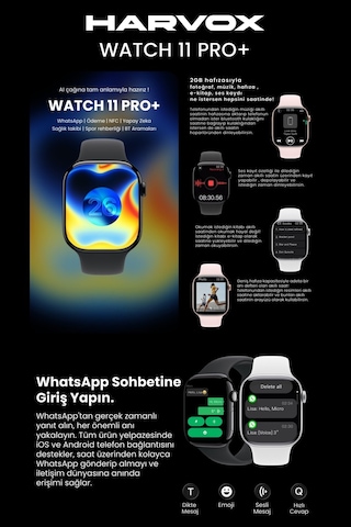 Harvox Watch 11 Pro+ Akıllı Saat Apple İphone Ve Android Tüm Telefonlara Uyumlu 46mm Gümüş